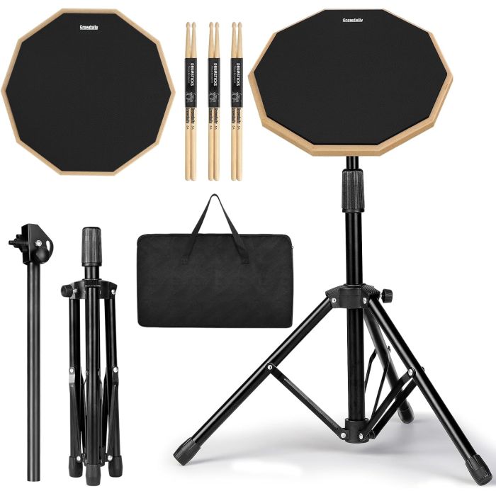 Set Pad Práctica Batería 12" con Soporte y Accesorios