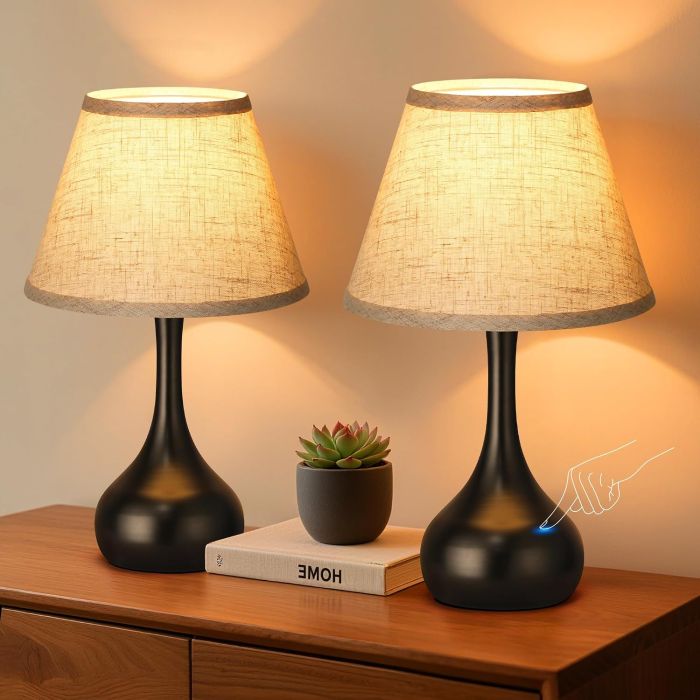Lámpara de Mesa Táctil 17" Set de 2, Dimmable 3 Niveles, Incluye Foco