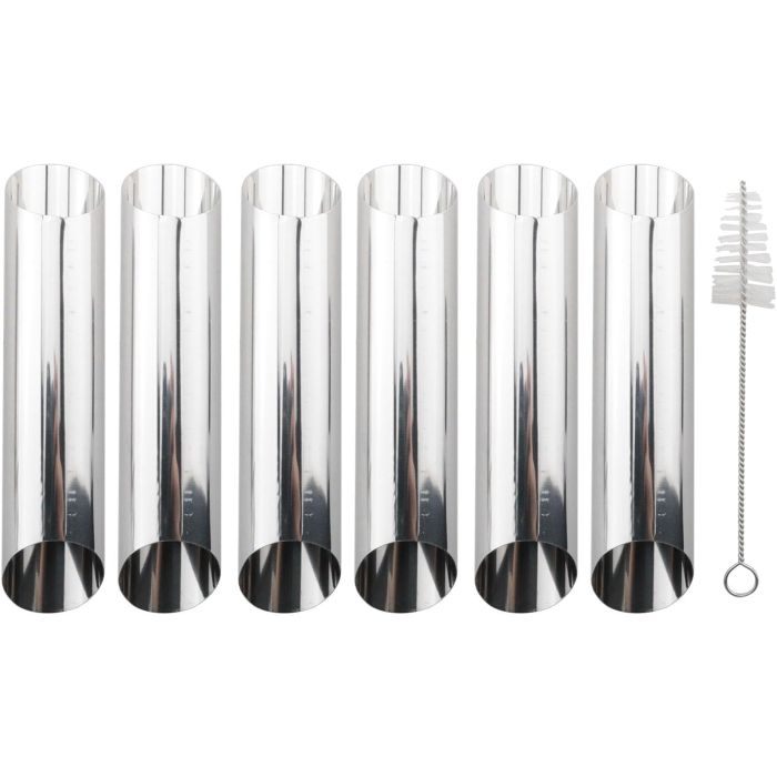 6 Moldes de Tubo para Pan de Acero Inoxidable con Brocha