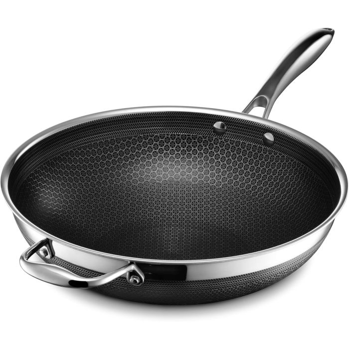 Wok HexClad Antiadherente Híbrido 12 Pulgadas Acero Inoxidable