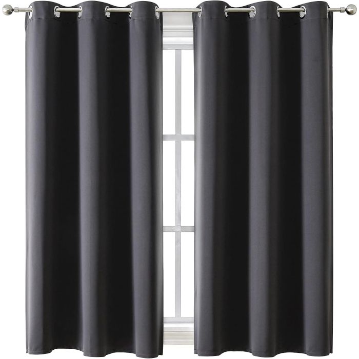 Cortinas Blackout ChrisDowa con Anillas - 2 Paneles Gris Oscuro 42x63
