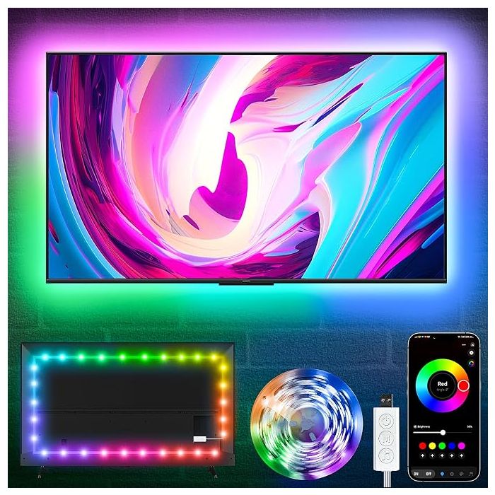 Luces LED para TV 16.5 pies RGB con control app y botón
