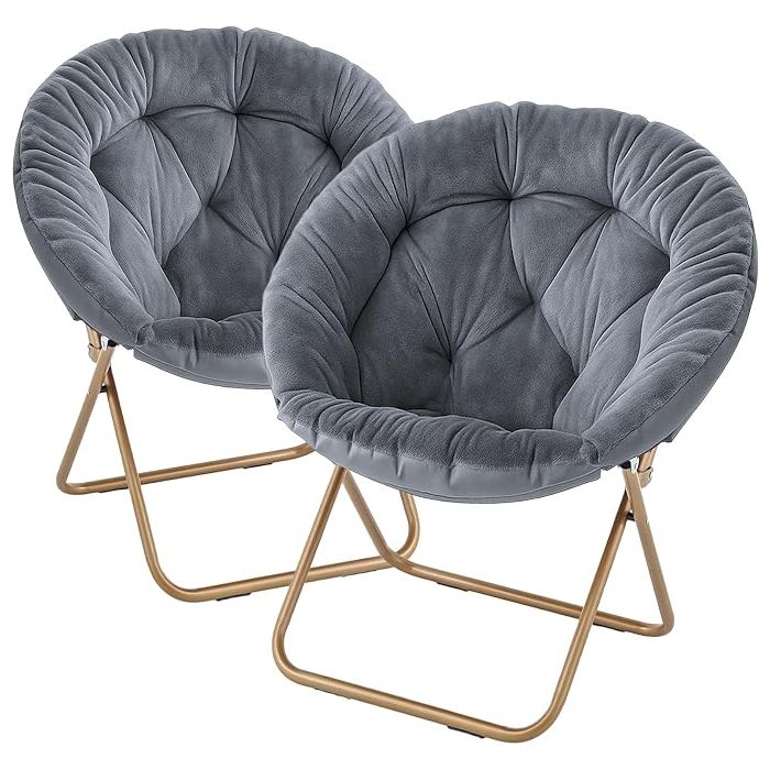 Sillón Plegable Descanso Redondo Peluche Gris