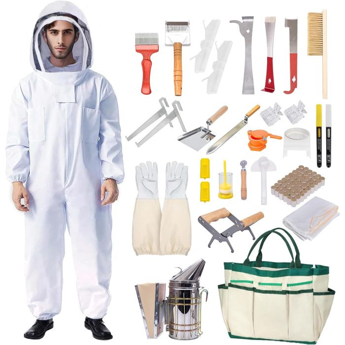 Kit de 31 piezas de suministros apícolas con traje de apicultura