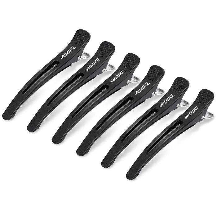 Pinzas profesionales para cabello AIMIKE pack 6 unidades negro