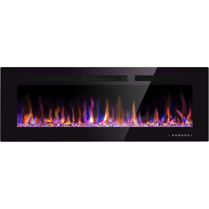 Chimenea Eléctrica Empotrable Xbeauty 50 Pulgadas, Negro, 1500W