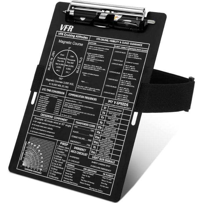 Kneeboard de Aluminio para Piloto con Soporte para Bolígrafo