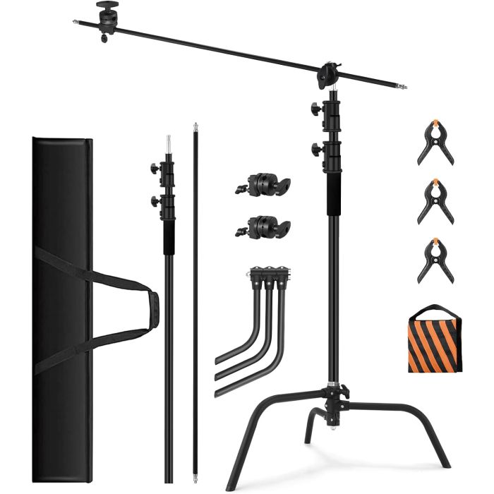 Soporte C-Stand 330cm Acero Inoxidable con Brazo y Bolsa