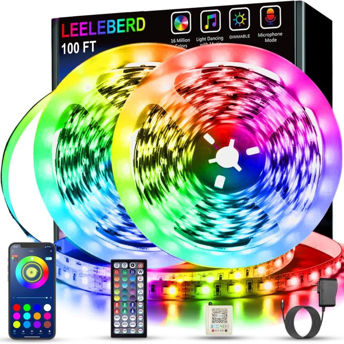 Cinta LED Leeleberd 100 pies RGB Sincronización Musical