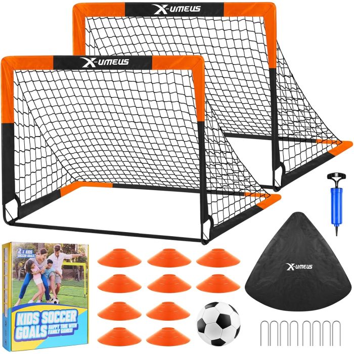 Set de 2 arcos de fútbol infantil 4 x 3 ft para jardín