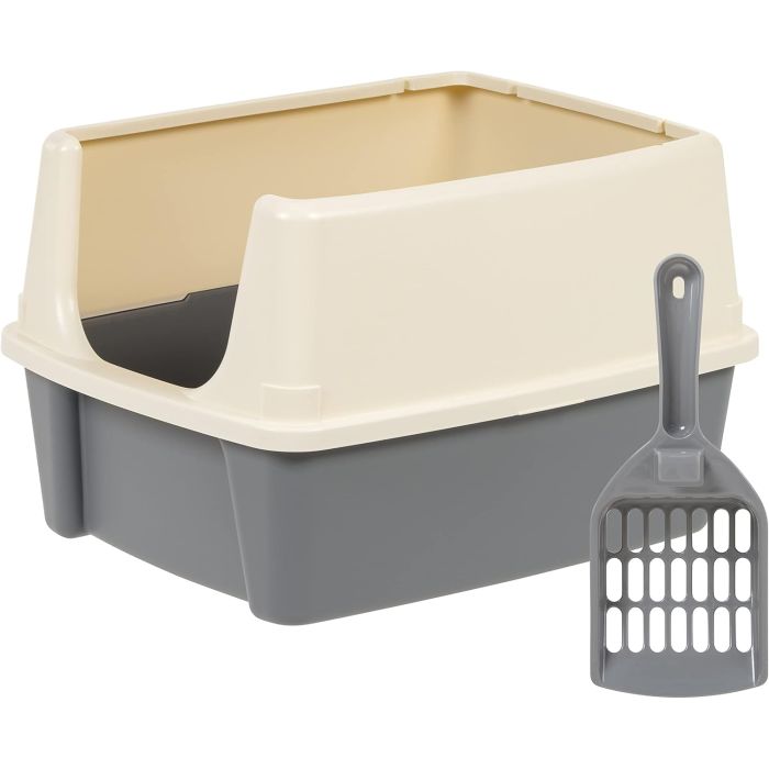 Caja de Arena para Gatos Grande Amazon Basics con Borde Alto
