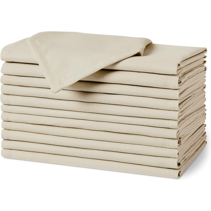 Servilletas de Tela Reutilizables Amazon Basics 12 Pack Beige