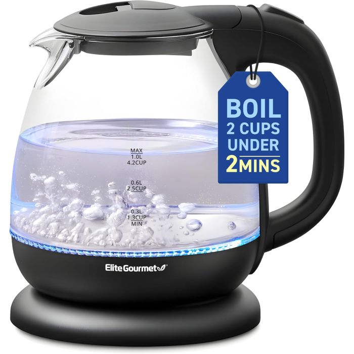 Tetera Eléctrica Elite Gourmet EKT1001 1.0L 1100W Cristal