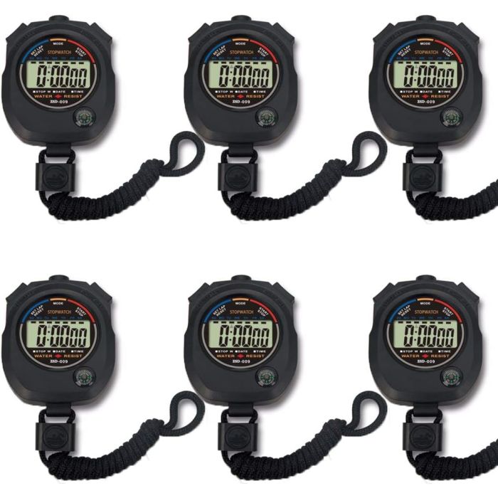 Cronómetro digital deportivo multifuncional 6 pack