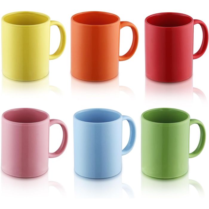Juego de 6 Tazas de Café Evanda 12 oz, Cerámica, Aptas para Microondas