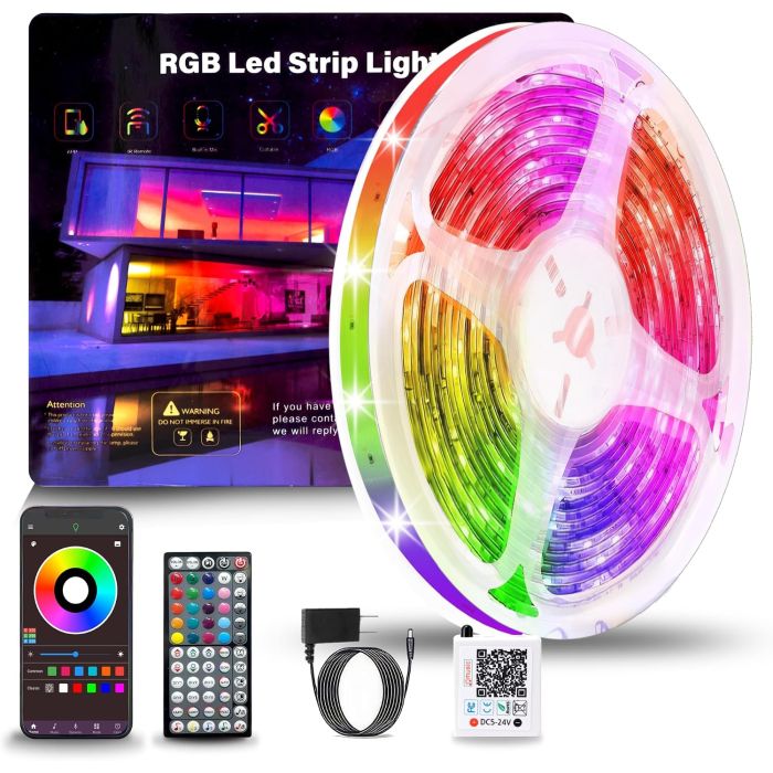 Tira LED RGB 50ft NBBUFF - Control Remoto y App