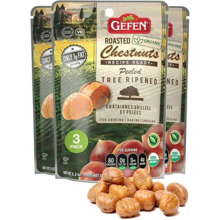 Castañas Peladas y Tostadas Orgánicas Gefen, Pack de 3