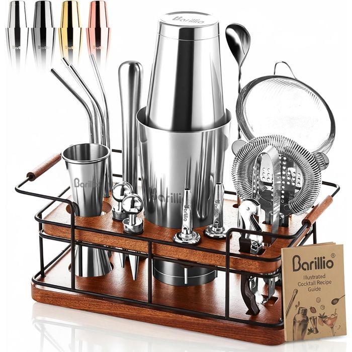 Kit Bartender Barillio - Set Coctelera 23 Piezas Acero Inoxidable