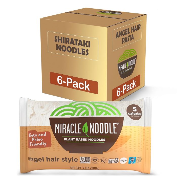 Fideos Miracle Noodle Angel Hair - Shirataki, Keto, Vegano, Sin Gluten - Pack de 6