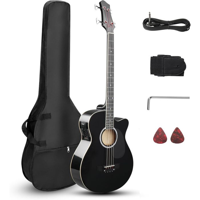Bajo Acústico Ktaxon 4 Cuerdas Tamaño Completo Negro