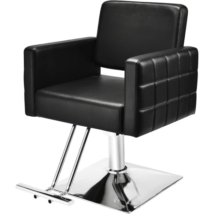 Silla para Peluquería con Base Cuadrada y Reposapiés
