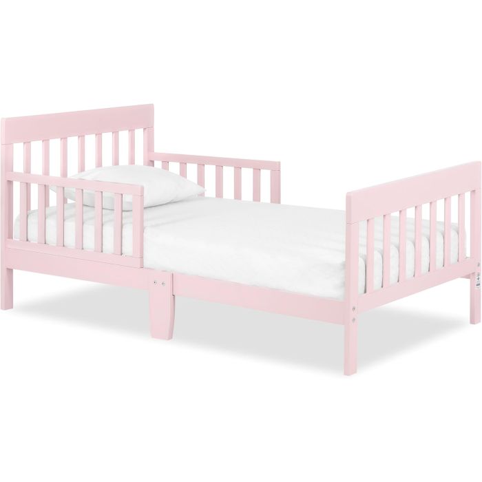 Cama Toddler Dream On Me Finn Baja Madera Barandas Seguridad Rosada