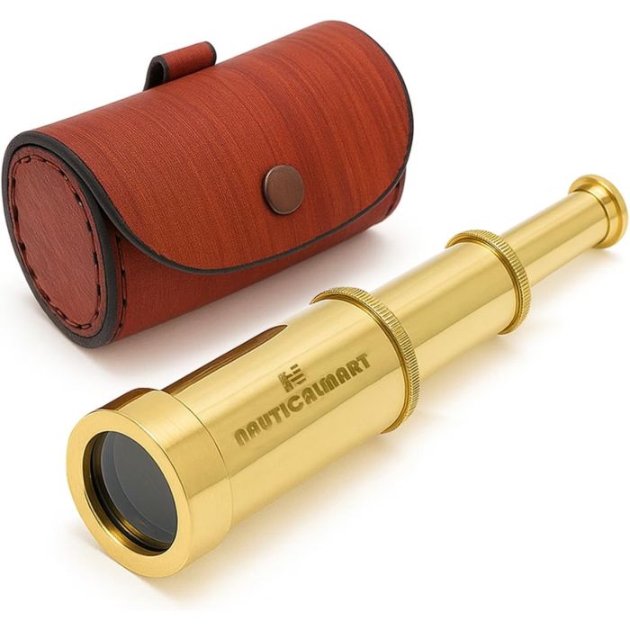Telescopio de mano de latón sólido 6" - Anteojo pirata náutico con estuche