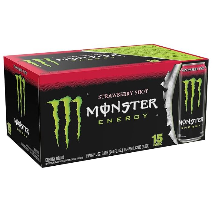 Monster Energy Strawberry Shot, Bebida Energética, 16 oz, Pa