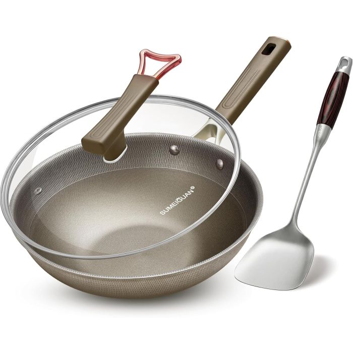 Wok de Titanio de 33 cm con Tapa Antiadherente