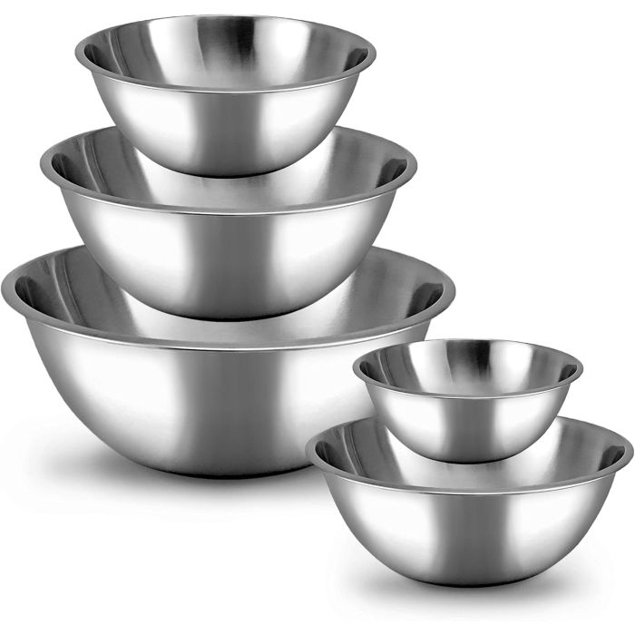 Set de 5 Tazones de Acero Inoxidable WHYSKO para Preparación de Comidas