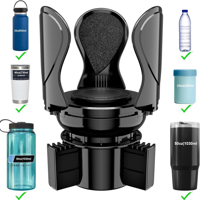 Soporte expansible para portavasos de auto, compatible con Yeti e Hydro Flask