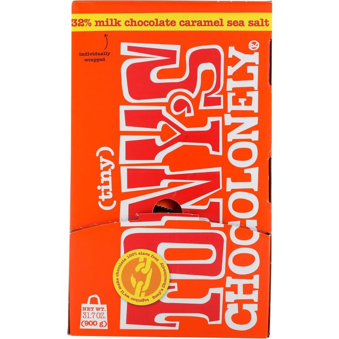 Tony's Chocolonely Chocolate con Leche Caramelo y Sal Marina Bites, 100 unidades