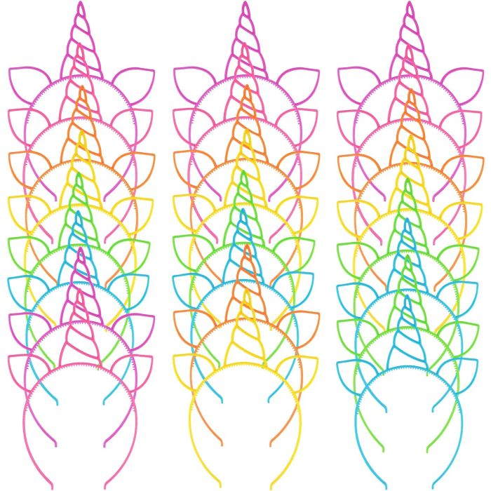 Zddaoole 24 Diademas de Unicornio Plástico para Fiestas