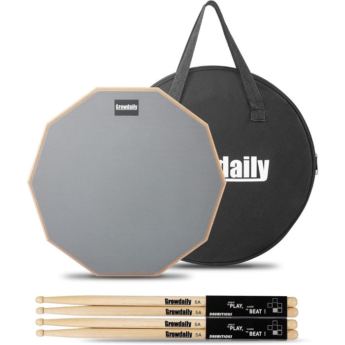 Pad de práctica para batería de 12 pulgadas con palillos y bolsa