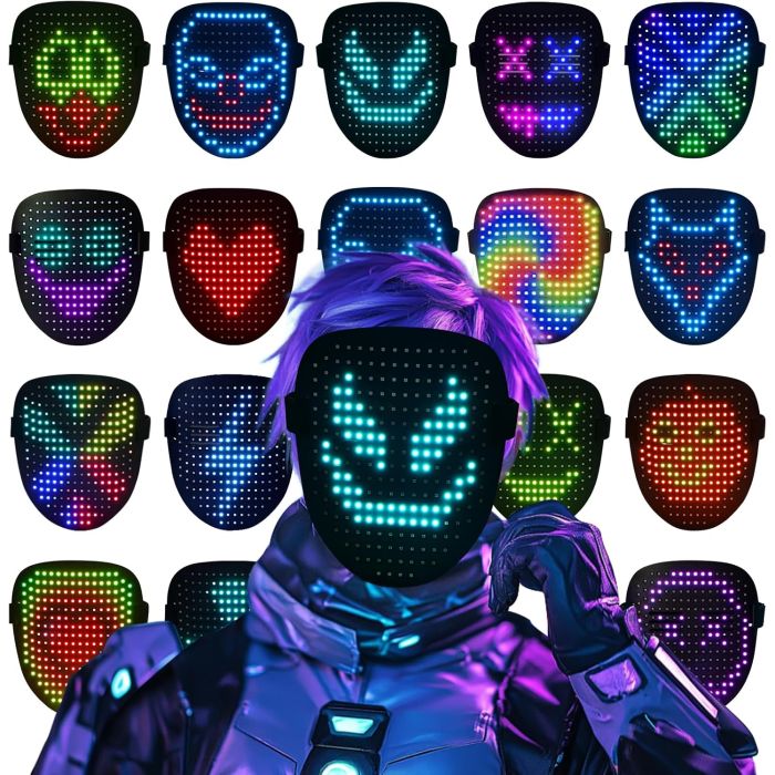 Máscara LED con Sensor de Gestos para Fiestas Cosplay DJ