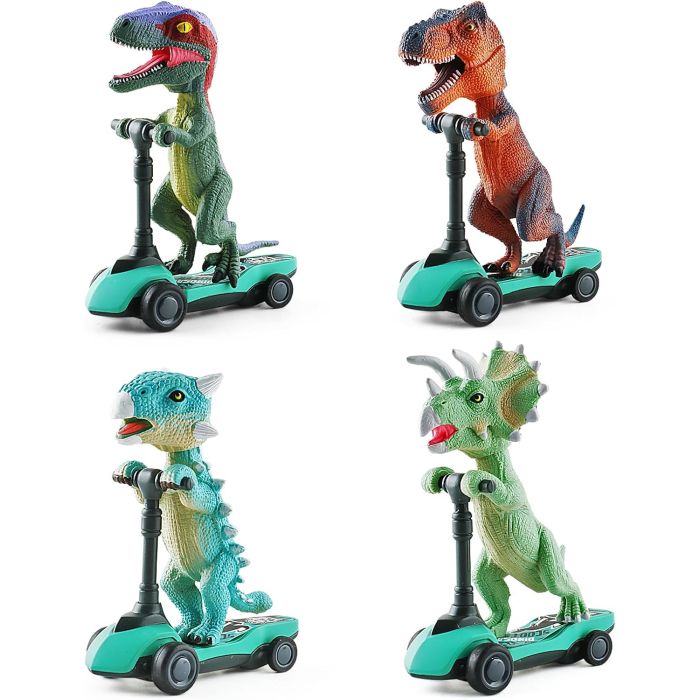 Scooter Dinosaurio Pull Back Cars Mini Finger 4 Pack