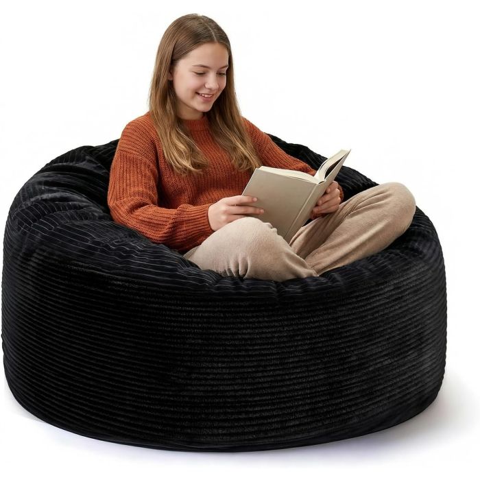 Puff Yagamo con Espuma de Memoria, 3FT, Tela Microfibra, Moderno - Negro