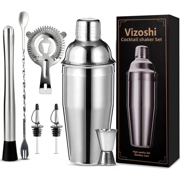 Set de Coctelera Profesional Vizoshi 7 Piezas, Acero Inoxidable