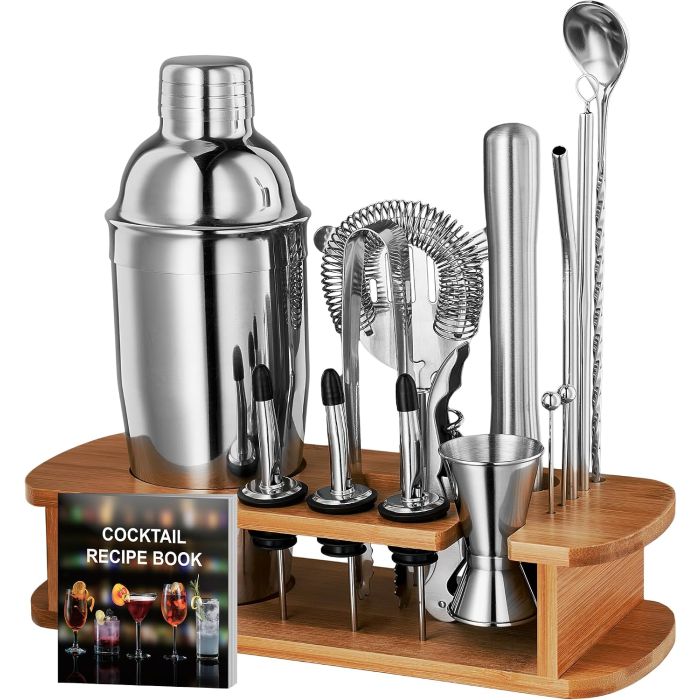 Set de Coctelera de 17 Piezas de Acero Inoxidable - Kit de Bartender