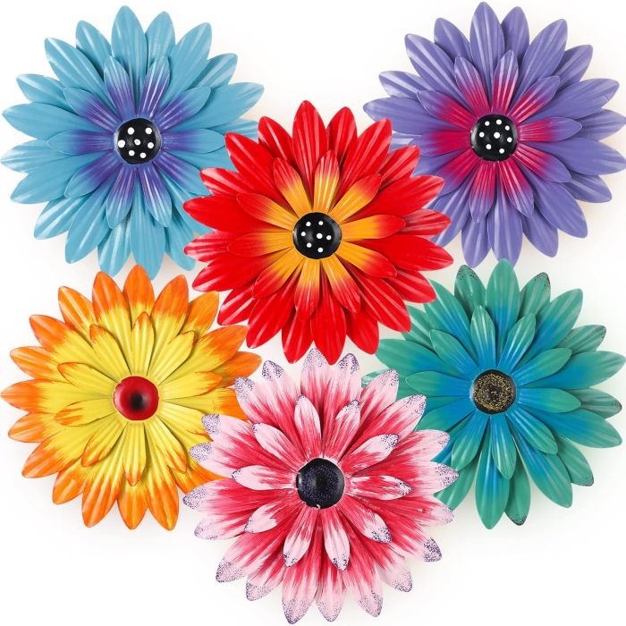 Zhehao 6 Piezas Decoración Pared Metal Flor Girasol 20 cm