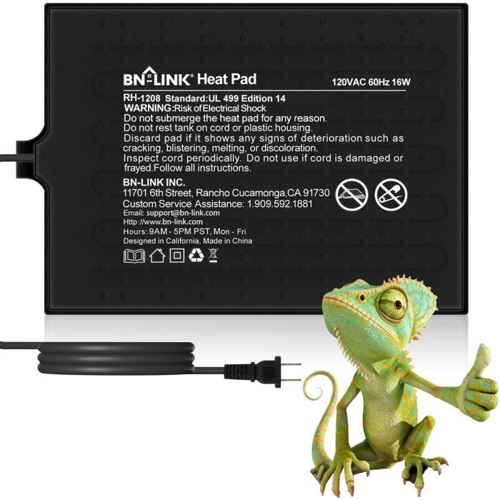 Almohadilla Térmica para Reptiles BN-LINK 8x12 pulgadas 16W