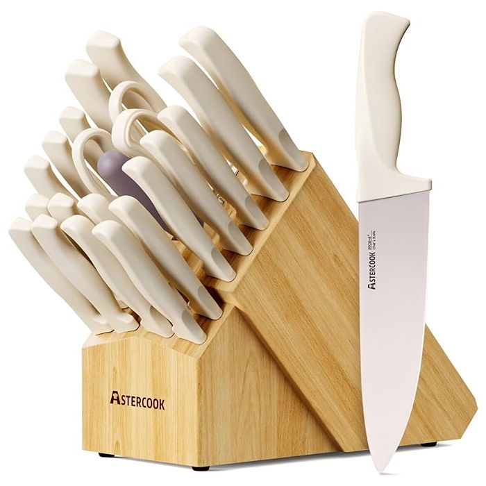 Set Cuchillos Cocina 22 Piezas Acero Inoxidable Base con Afi