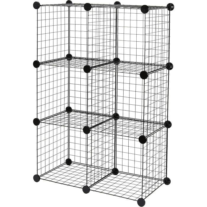 Estantería modular de 6 cubos de acero en negro