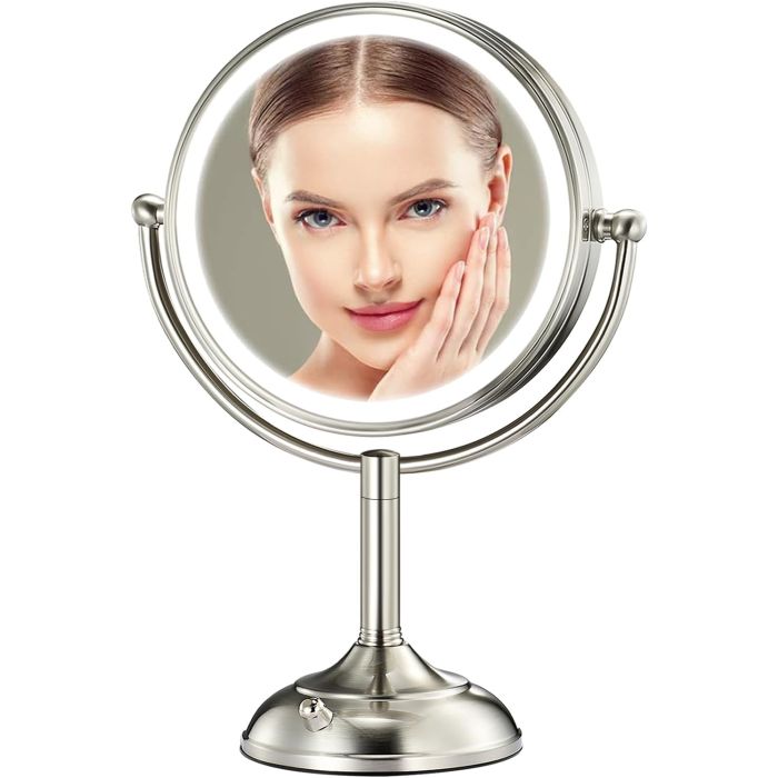 Espejo de Maquillaje con Luz VESAUR 8.5", 90 LEDs, 1X/10X/15X, 3 Luces