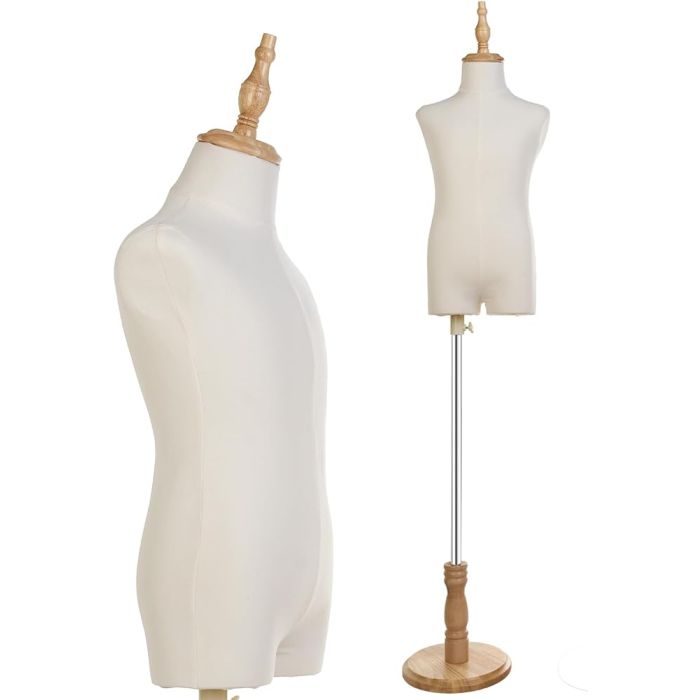 Maniquí Infantil de Exhibición con Base de Madera para Ropa,