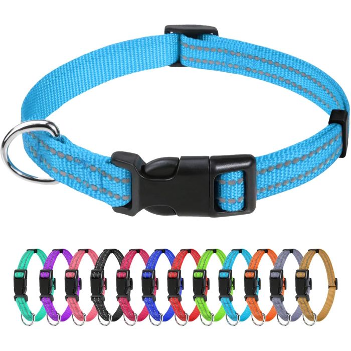 Collar reflectante para perros pequeños TagME, nailon, talla XS, azul cielo