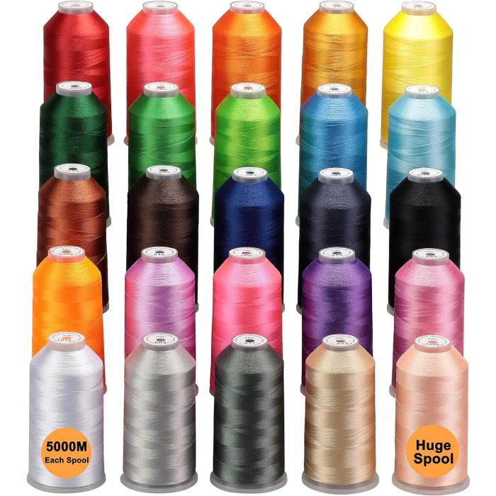 Hilo para Bordado a Máquina Poliéster 5000M - Pack 25 Colores