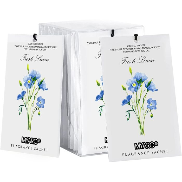 MYARO 12 Pack Ambientador de Lino para Cajón, Clóset y Auto