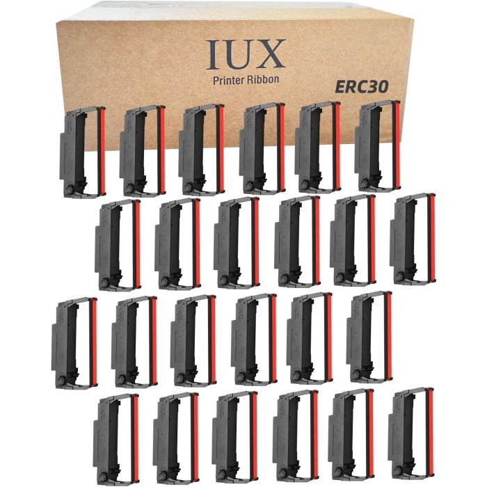 Cinta ERC30 Negro y Rojo Compatible con Epson ERC30/34/38 Paquete de 24