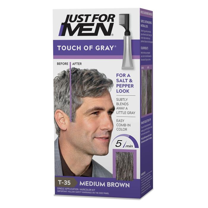 Kit de Color para Cabello Just For Men Touch of Gray T-35 Castaño Medio